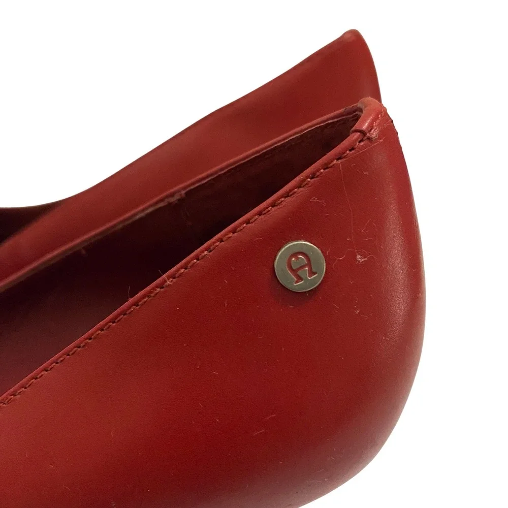 Etienne Aigner Red Leather Almond Toe Pumps Stiletto Heels Womens 7.5